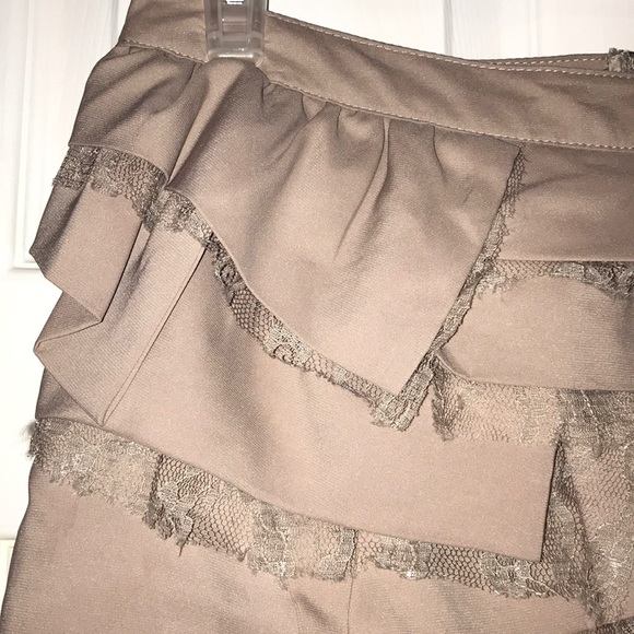 Taupe Ruffle Mini Skirt - Picture 3 of 5